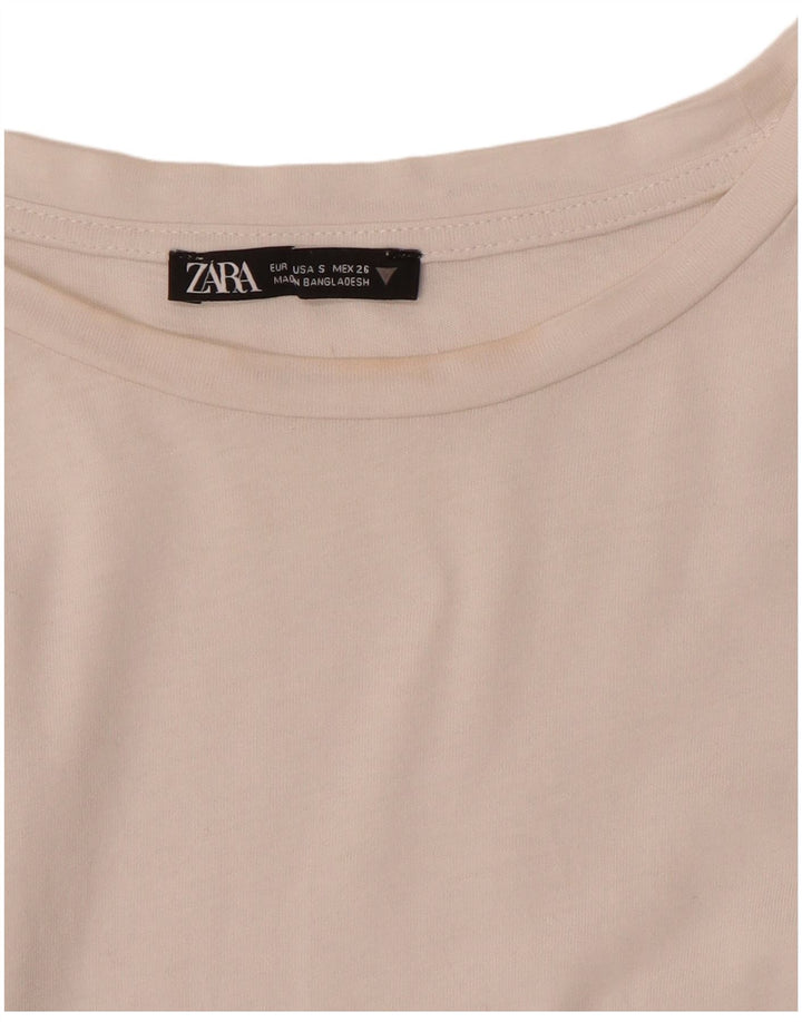 Zara Dame T-Shirt Top UK 10 Small White