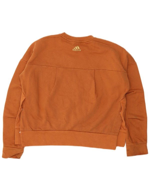 Adidas Dame Oversized Grafisk Sweatshirt Jumper UK 8/10 Small Orange