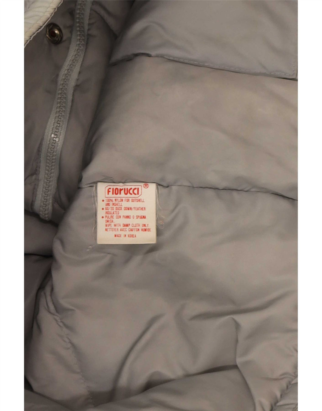 Fiorucci Herre hættepolstret jakke UK 38 Medium Grey Colourblock Nylon