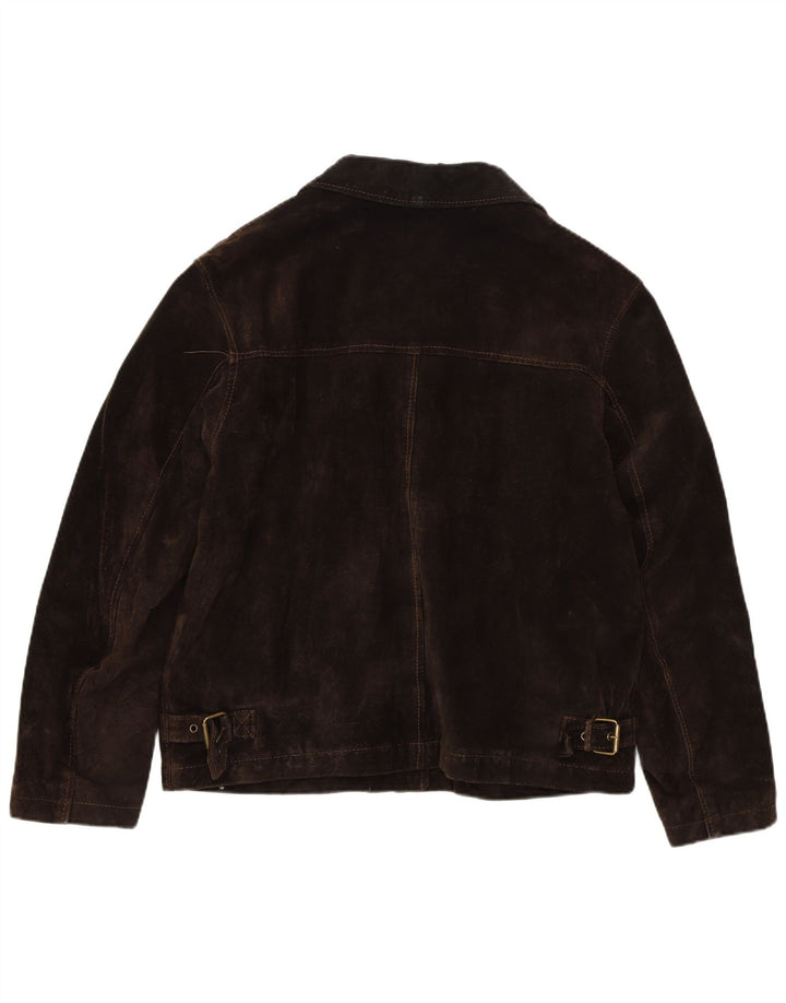 VINTAGE Dame ruskindsjakke IT 46 Stor brunt læder