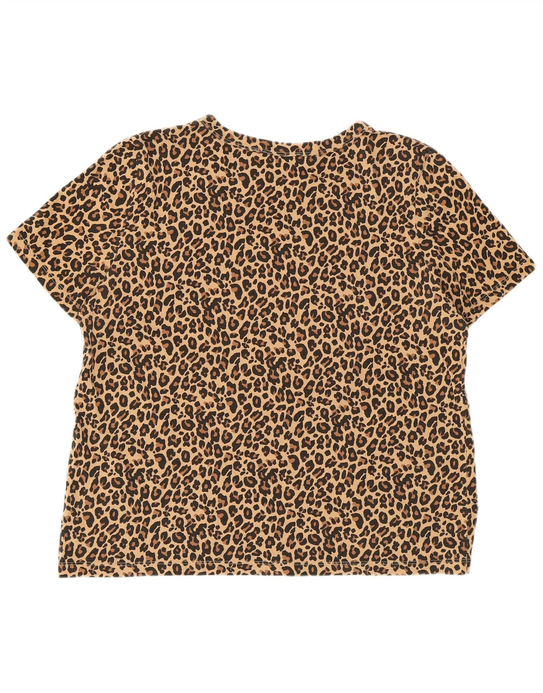 ZARA Dame Crop Grafisk T-Shirt Top UK 16 Stort Beige Animal Print