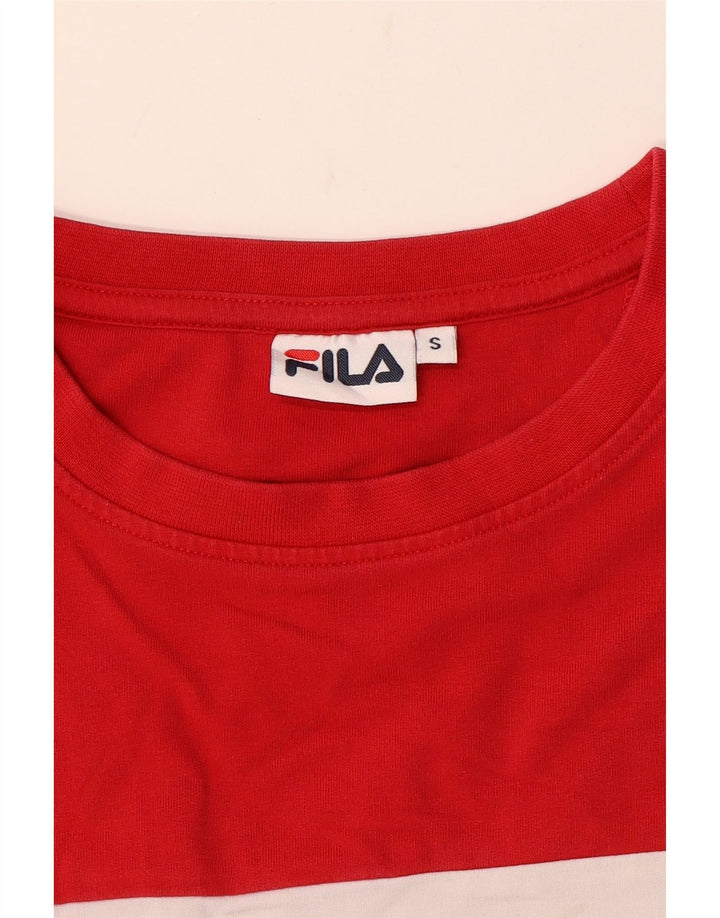 Fila Dame Grafisk Sweatshirt Jumper UK 10 Lille Rød Colourblock