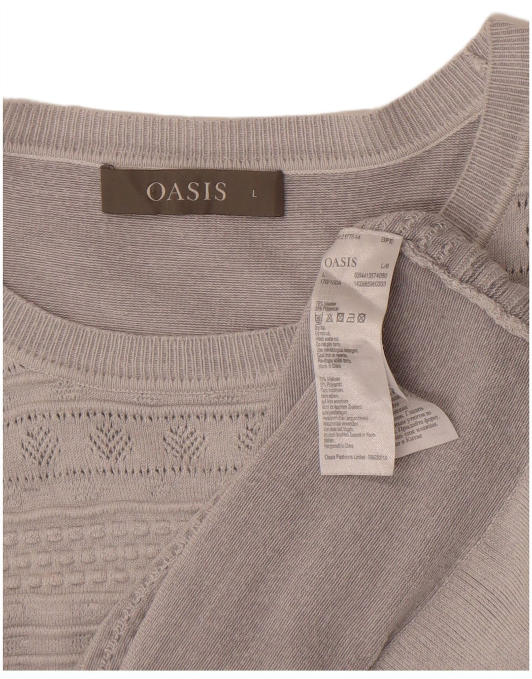 Oasis dame sweater med rund hals DK 16 Stor grå viskose