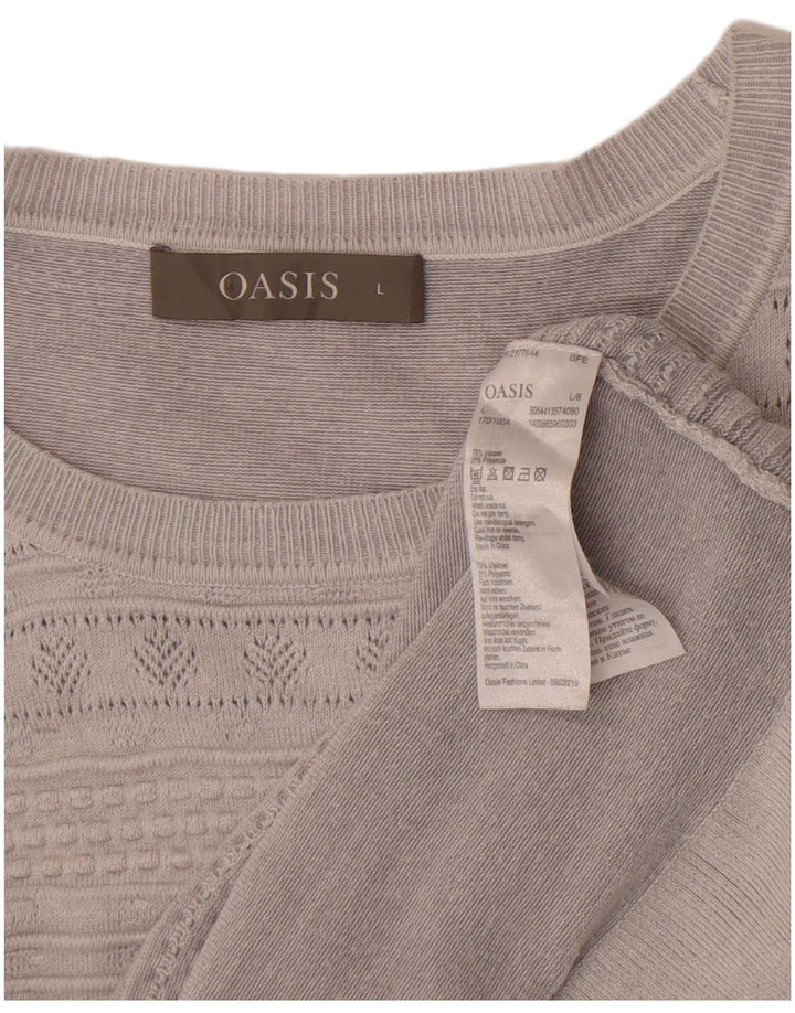 Oasis dame sweater med rund hals DK 16 Stor grå viskose