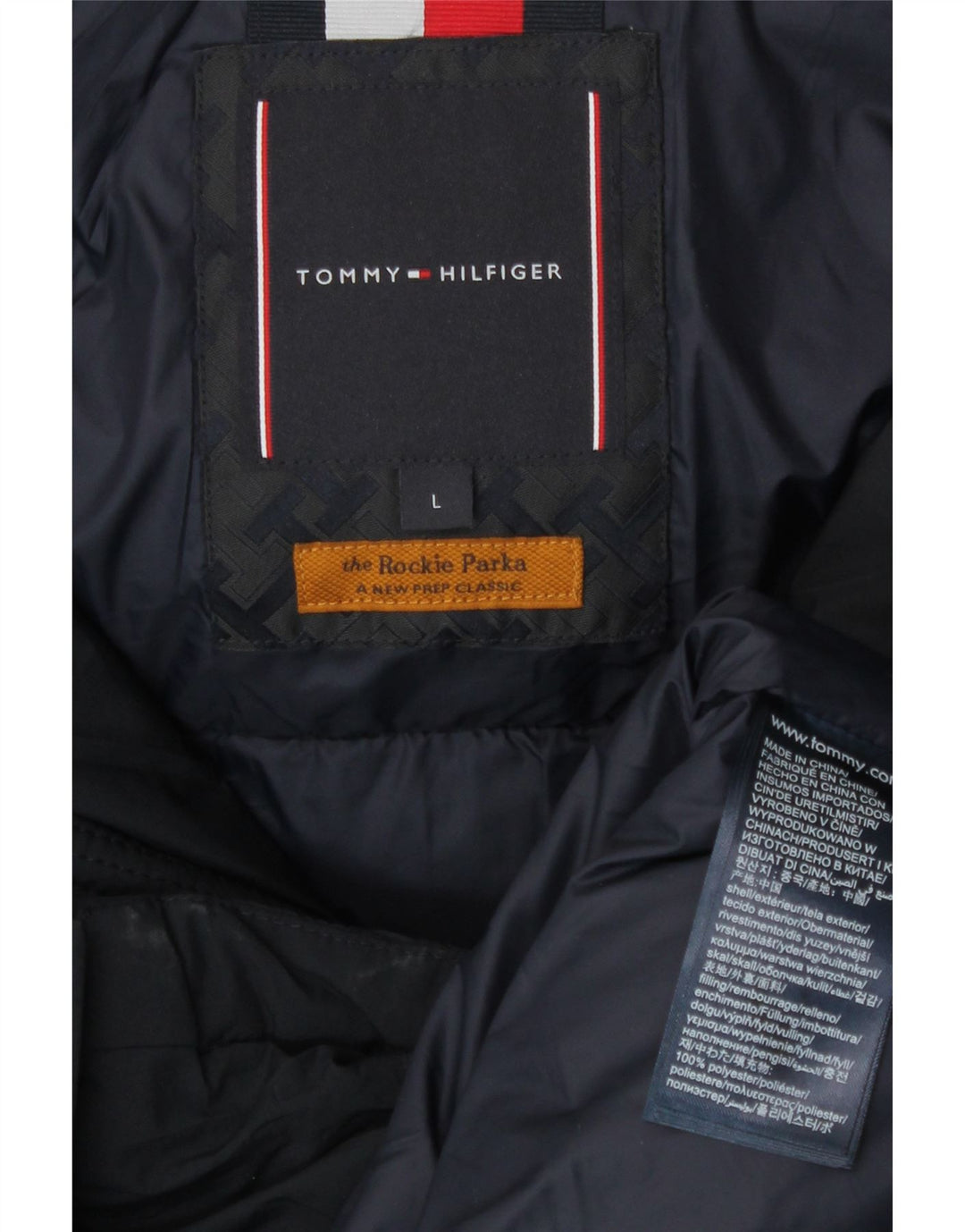 Tommy Hilfiger Herre hættepolstret jakke UK 40 Large Navy Blue Polyester