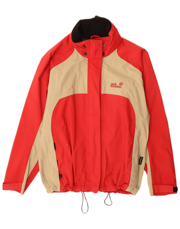 Jack Wolfskin Dame Loose Fit Regnjakke UK 12 Medium Red Colourblock