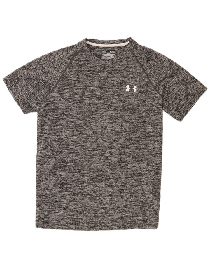 Under Armour Herre Heat Gear T-Shirt Top Lille Grå Flecked Polyester