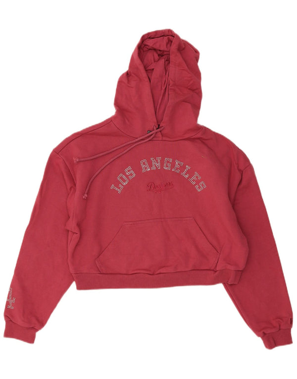 New Era Dame Los Angeles Dodgers Grafisk Hoodie Jumper UK 10 Small Pink
