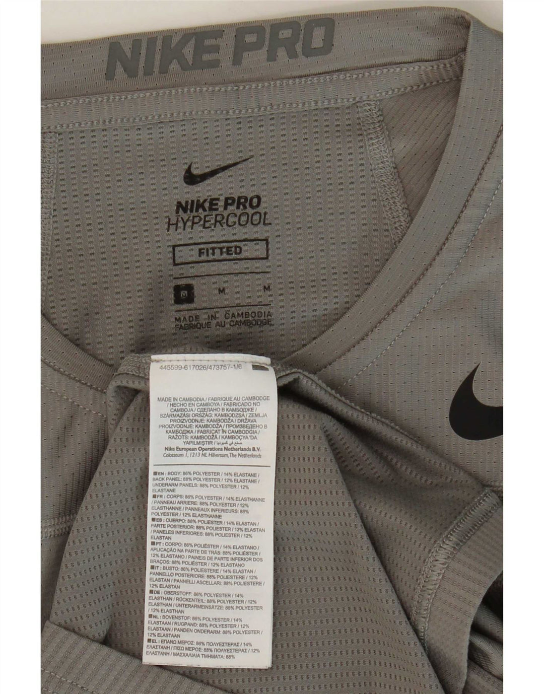 Nike T-shirt top til mænd, mellemgrå polyester