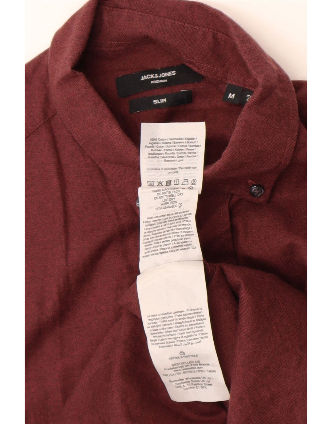 Jack & Jones Herre Slim Fit skjorte Medium Bourgogne bomuld