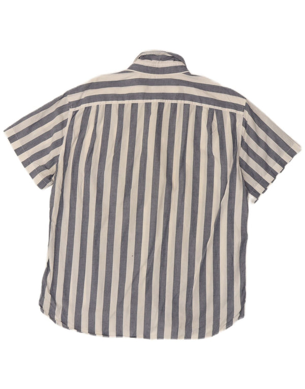 J. CREW Kortærmet slim skjorte til mænd XL blå stribet bomuld