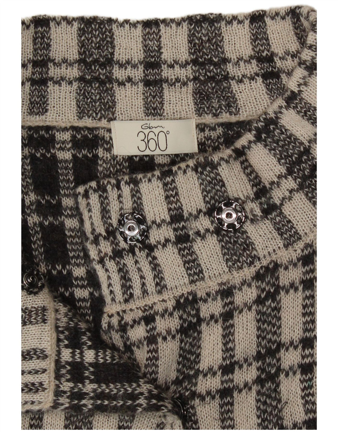 Vintage dame cardigan sweater med 3/4 ærmer UK 12 Medium Blue Check