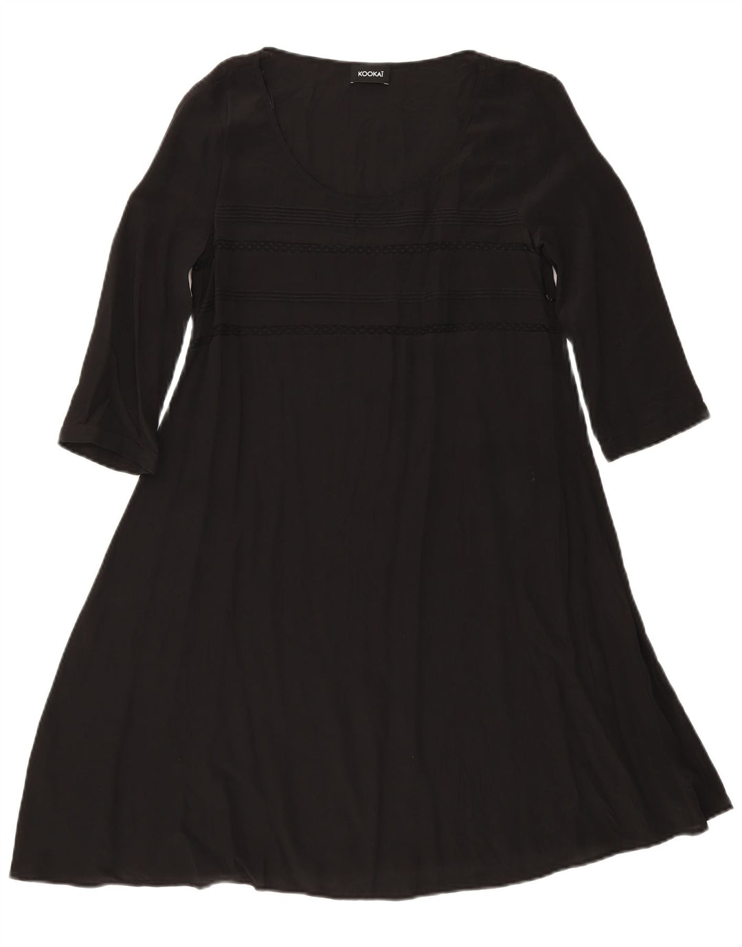 Kookai Dame Langærmet A-Line Kjole UK 12 Medium Sort