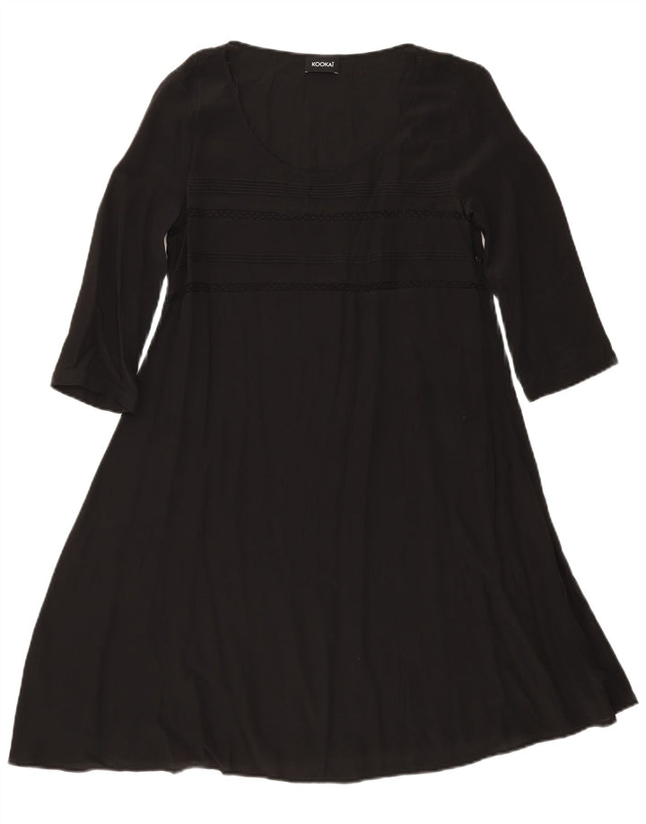 Kookai Dame Langærmet A-Line Kjole UK 12 Medium Sort