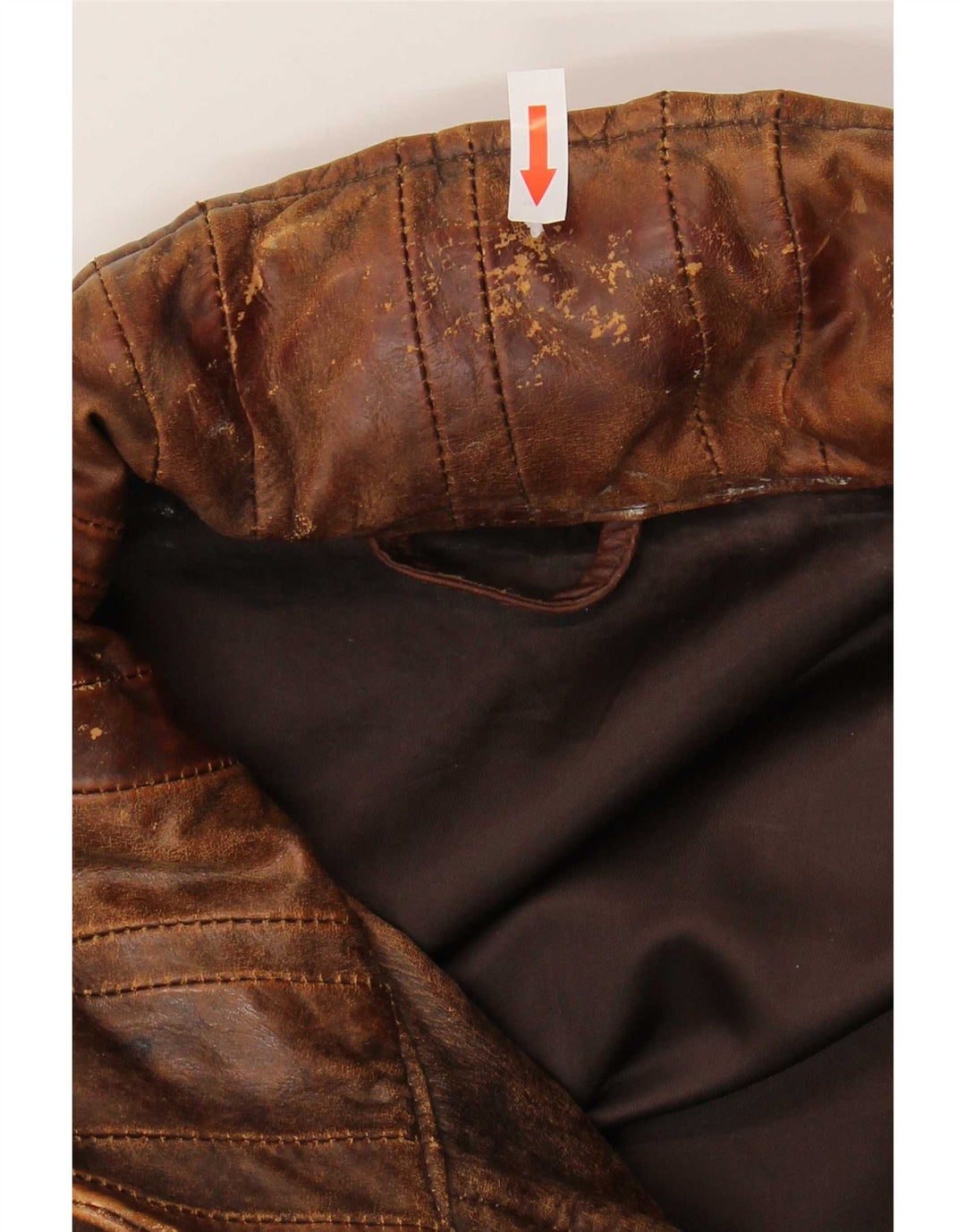 Vintage Herre Militær Hætte Læderjakke IT 54 2XL Brun