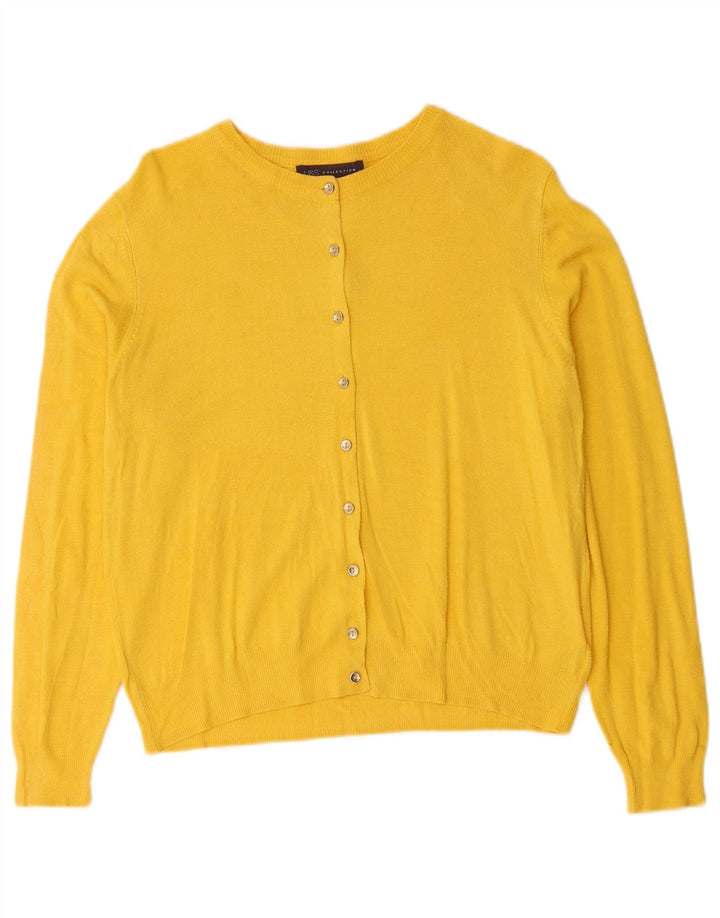 Marks & Spencer Dame Cardigan Sweater UK 14 Medium Yellow Viscose