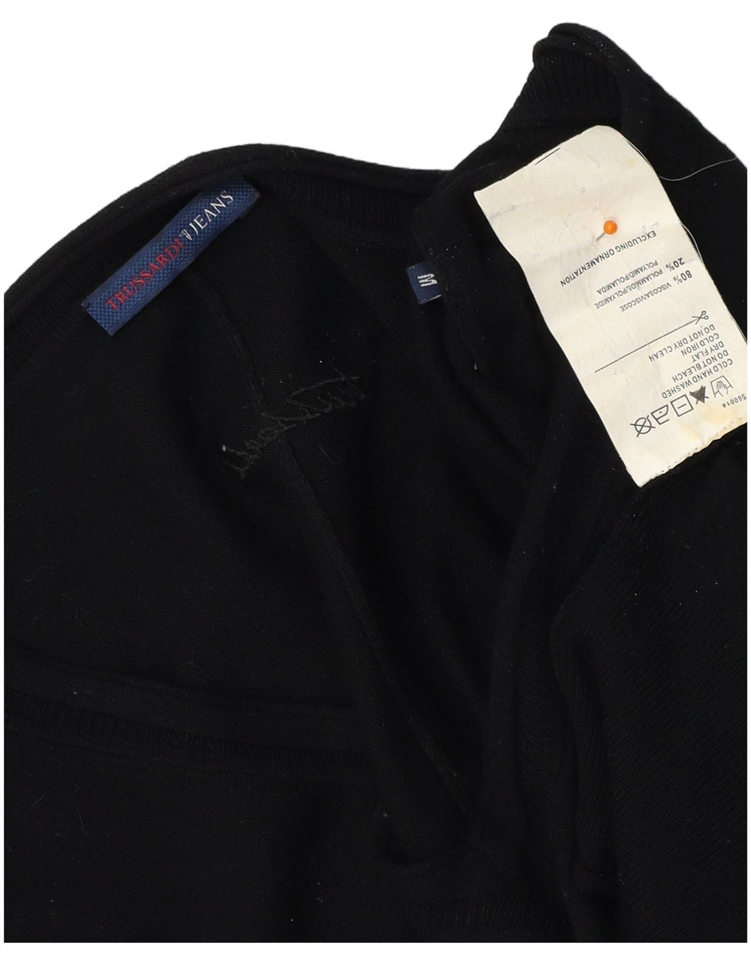 TRUSSARDI JEANS Ponchotrøje til kvinder UK 14 Medium Sort viskose