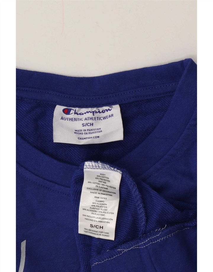 Champion Dame Grafisk Oversized Sweatshirt Jumper UK 10 Small Blue Cotton
