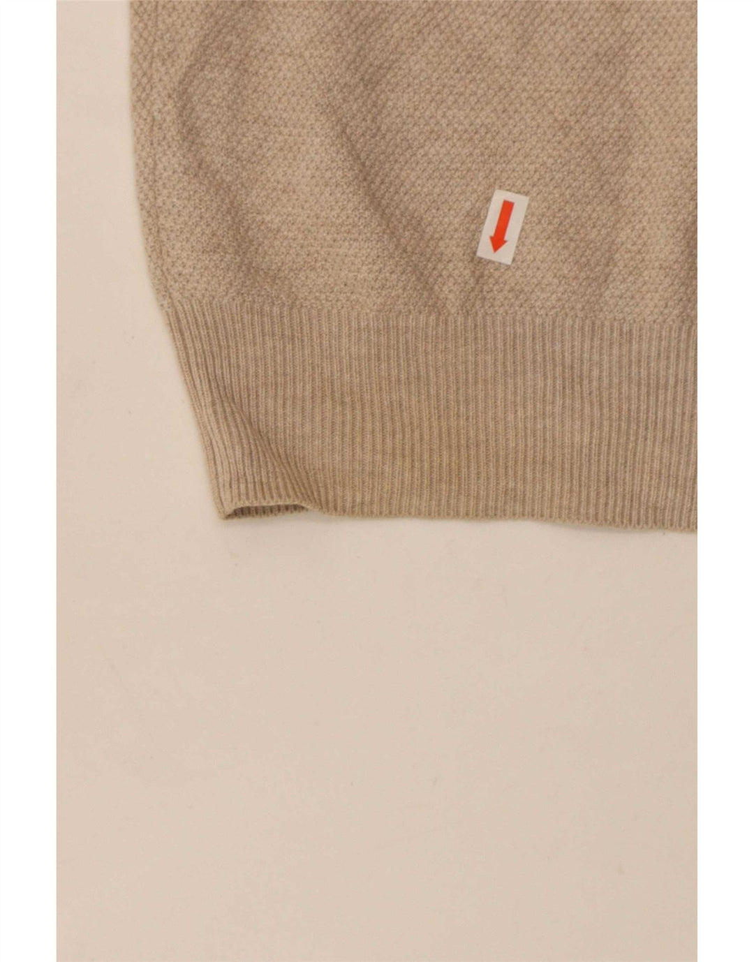 Massimo Dutti Herre Zip Neck Jumper Sweater Medium Beige Bomuld