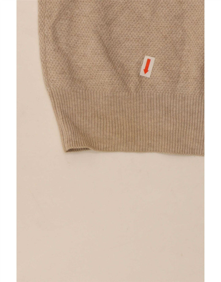 Massimo Dutti Herre Zip Neck Jumper Sweater Medium Beige Bomuld