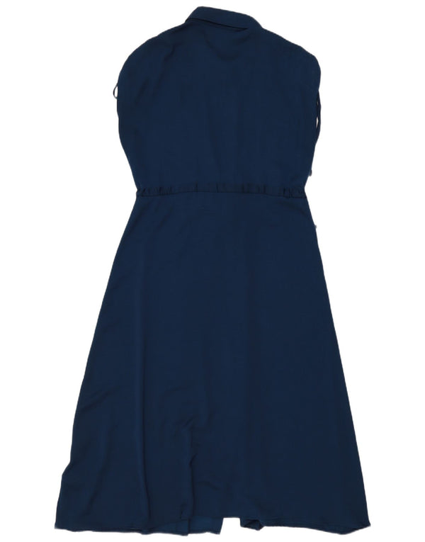 Dkny Dame Kortærmet Skjortekjole US 10 Large Navy Blue Polyester