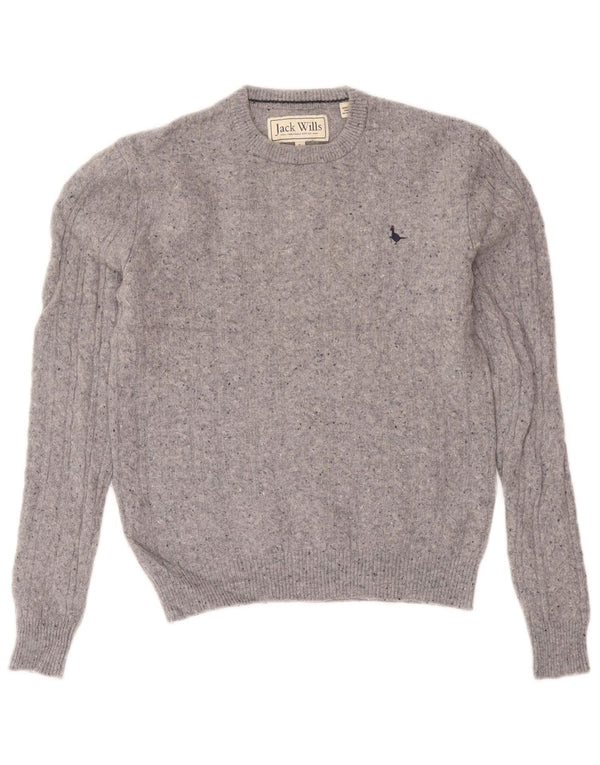 Jack Wills Herre Crew Neck Jumper Sweater Small Grey Flecked Wool