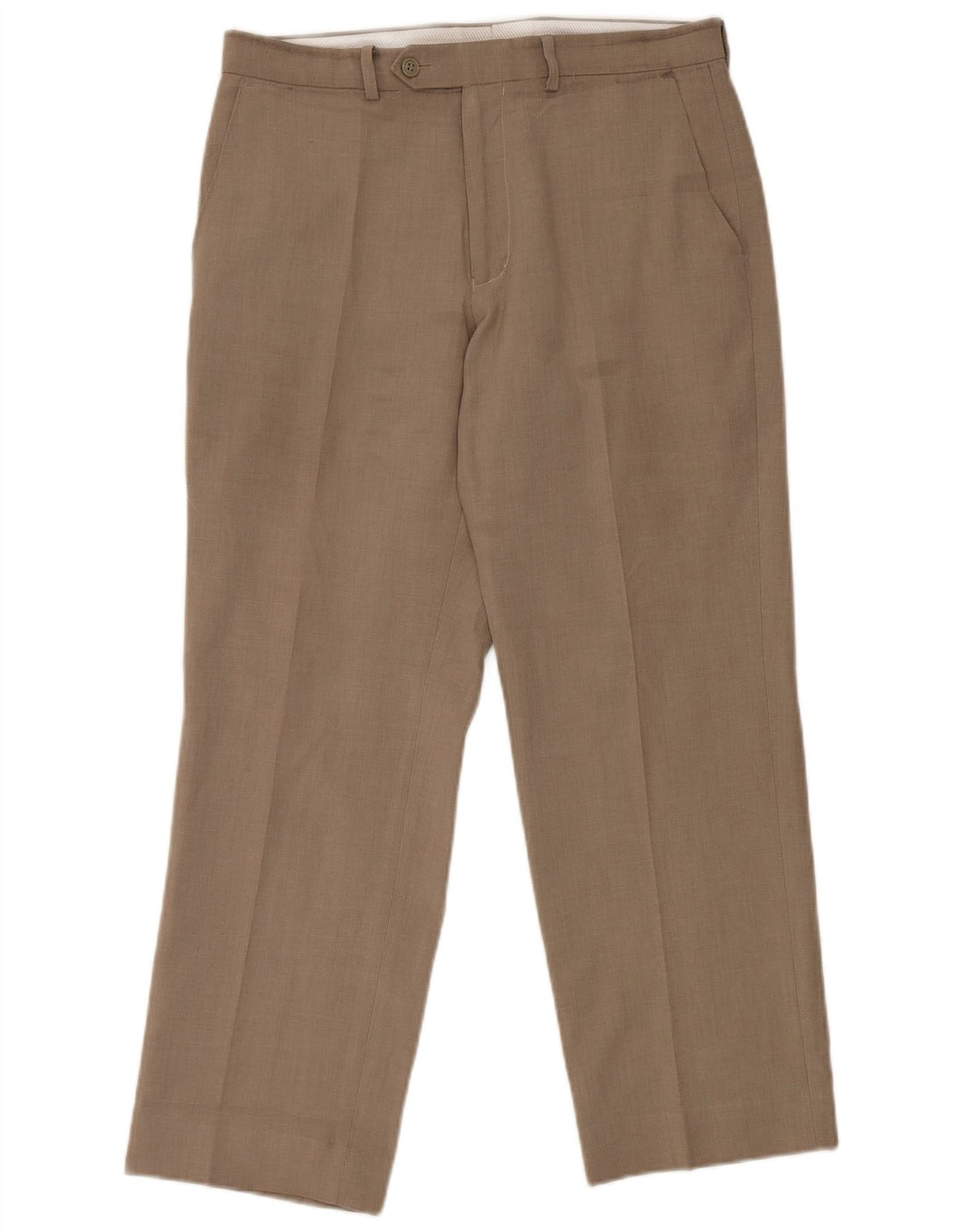 Marks & Spencer Mens Straight Suit Trousers W32 L29 Beige Polyester