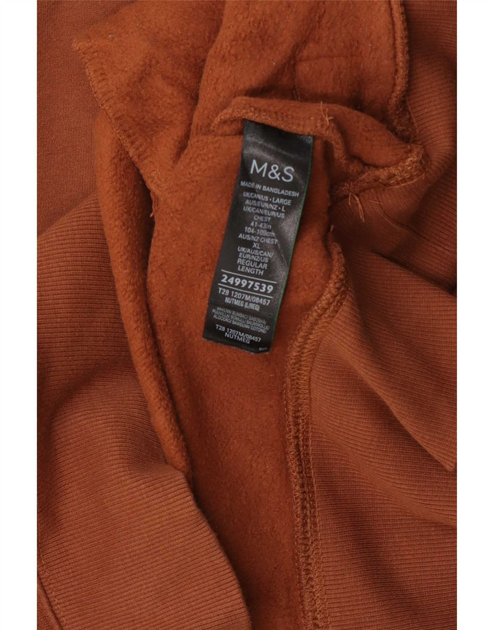 Marks & Spencer Sweatshirt med lynlås til mænd, stor brun bomuld