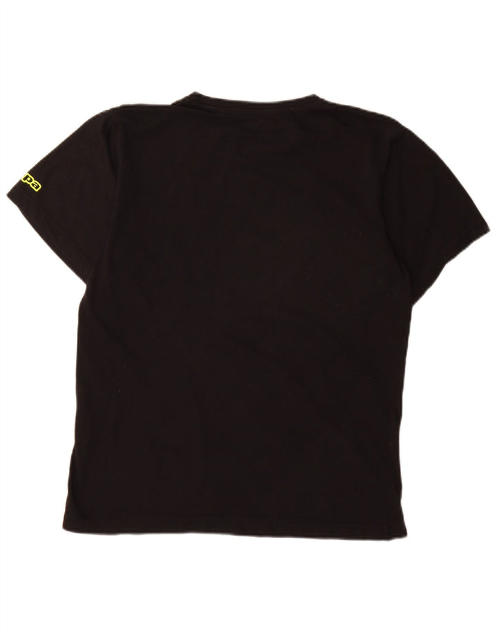 Kappa Herre Grafisk T-Shirt Top Medium Sort Bomuld