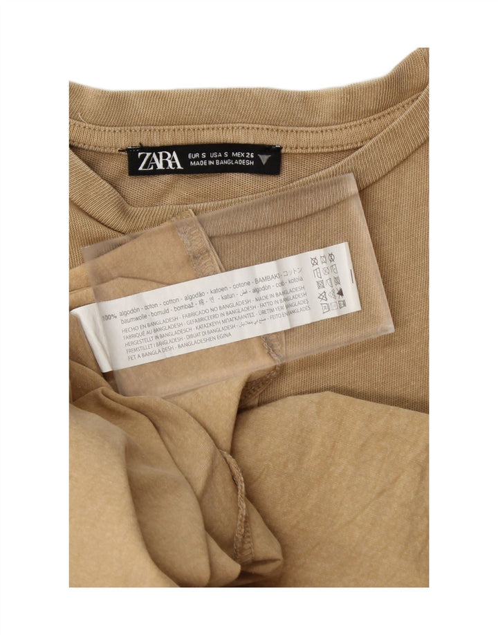 ZARA Womens A-Line Dress UK 10 Small Beige Cotton