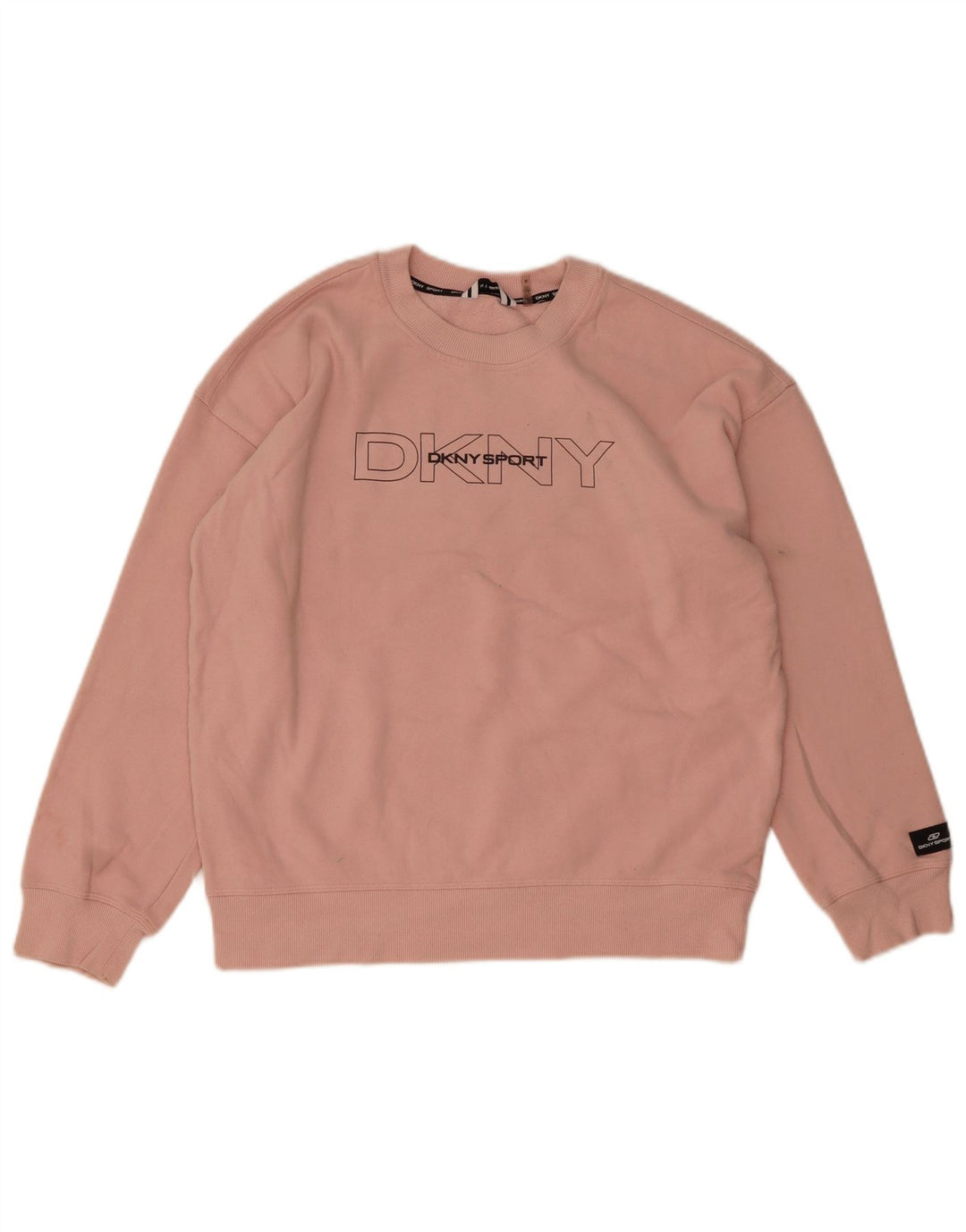 Dkny Dame Grafisk Oversized Sweatshirt Jumper UK 14 Medium Pink Bomuld