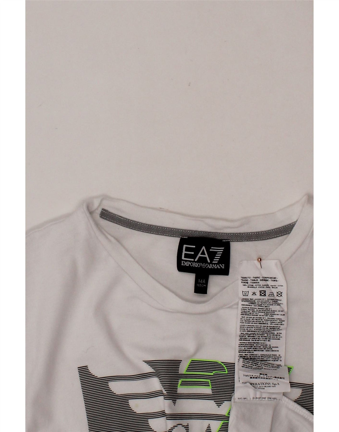 EMPORIO ARMANI Drenge grafisk T-shirt top 13-14 år hvid bomuld