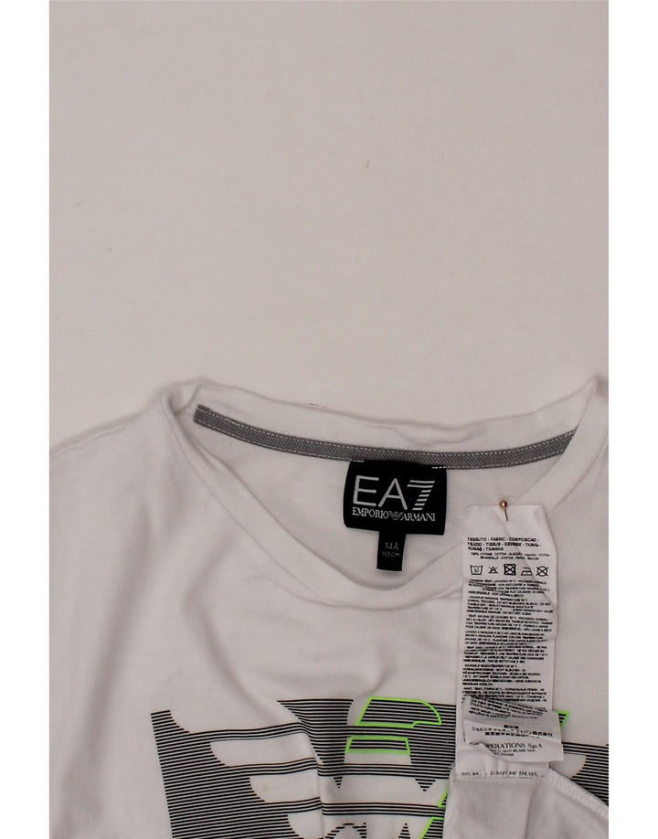 EMPORIO ARMANI Drenge grafisk T-shirt top 13-14 år hvid bomuld