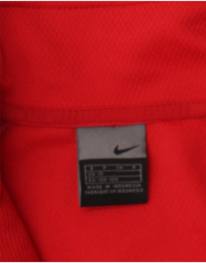 NIKE Boys Tracksuit Top Jacket 8-9 Years Small Red Colourblock Polyester Vintage Nike and Second-Hand Nike from Messina Hembry 