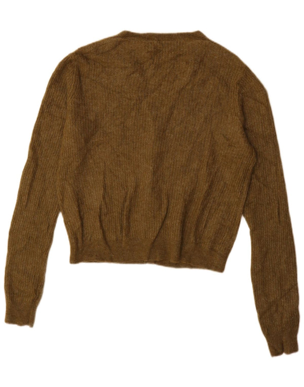 Zara Dame Cardigan Sweater UK 16 Stor Khaki Polyamid