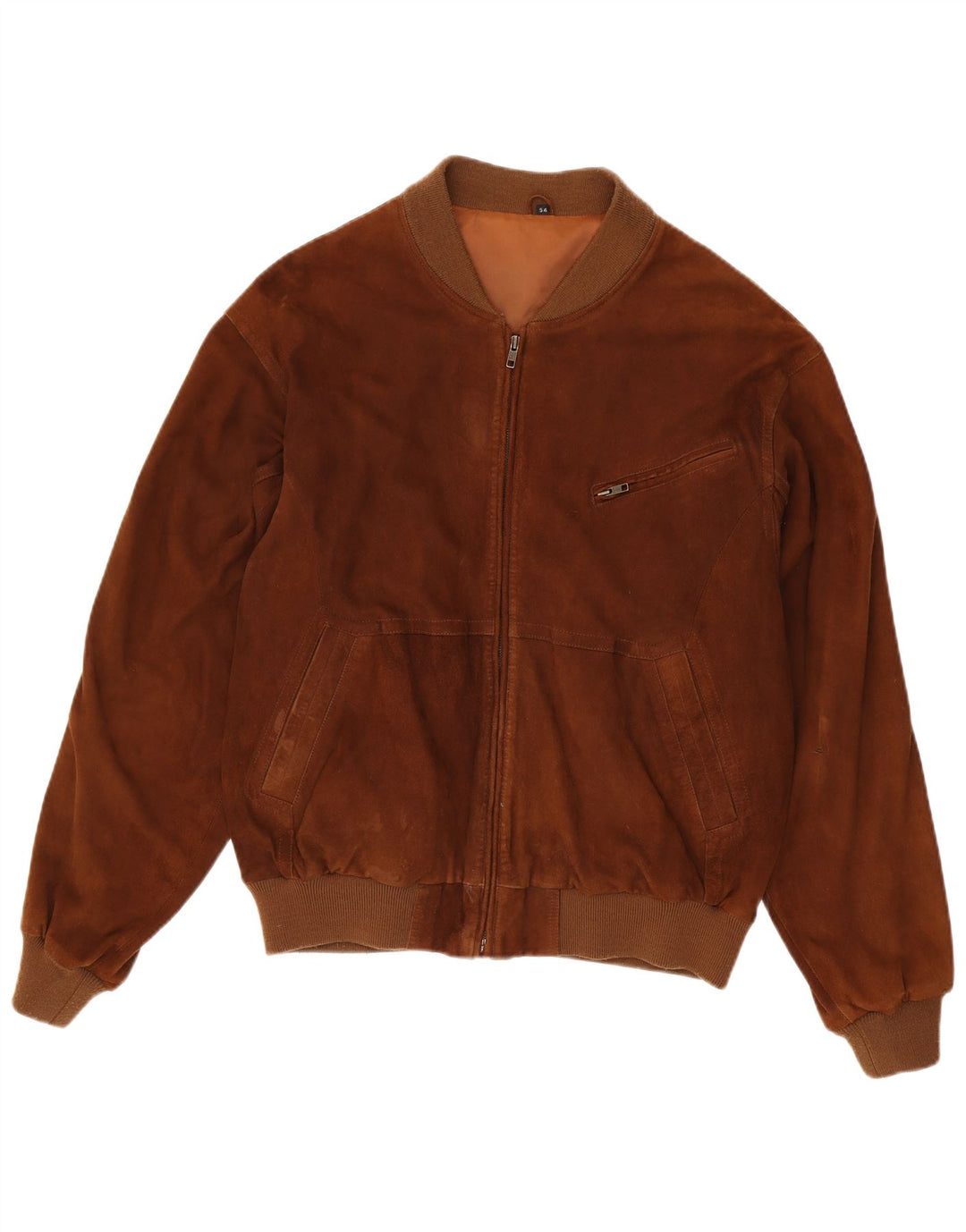 Vintage herre ruskindsjakke EU 54 2XL brunt læder
