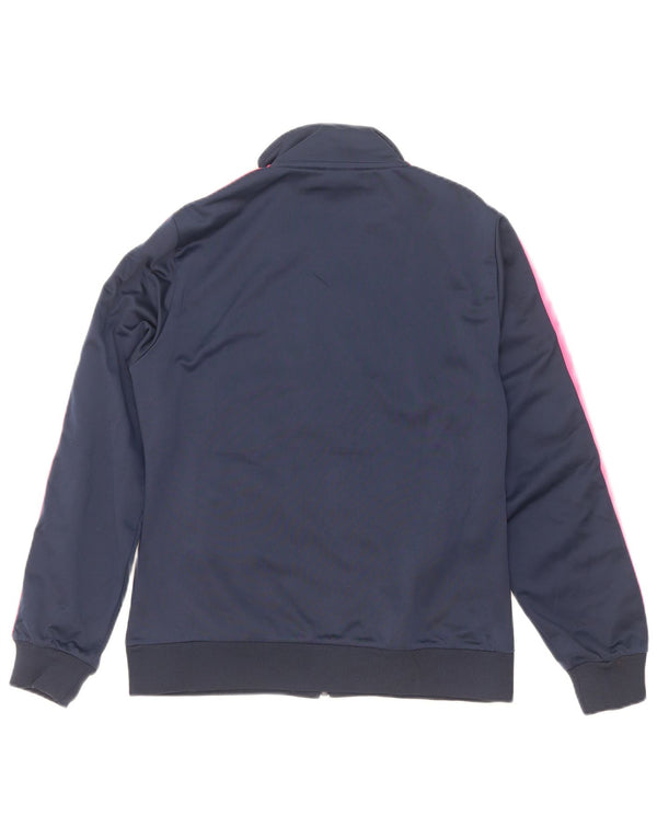 Asics Womens Tracksuit Top Jacket UK 12 Medium Navy Blue Colourblock