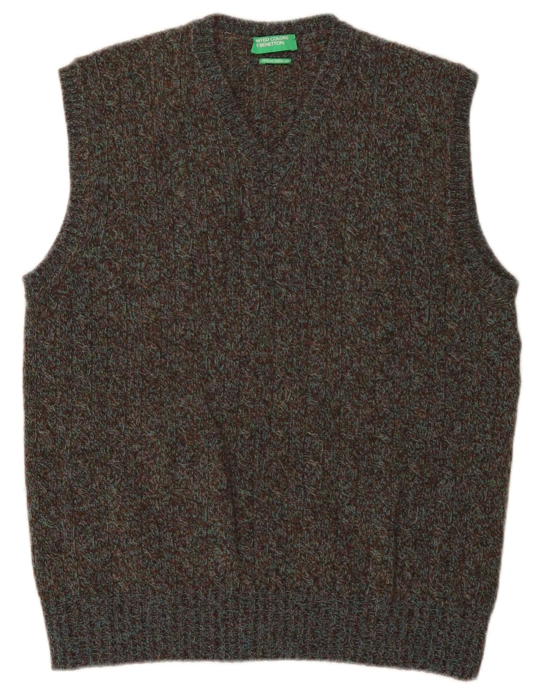 Benetton Vest Tank Top Lille Brun Flecked Ny Uld