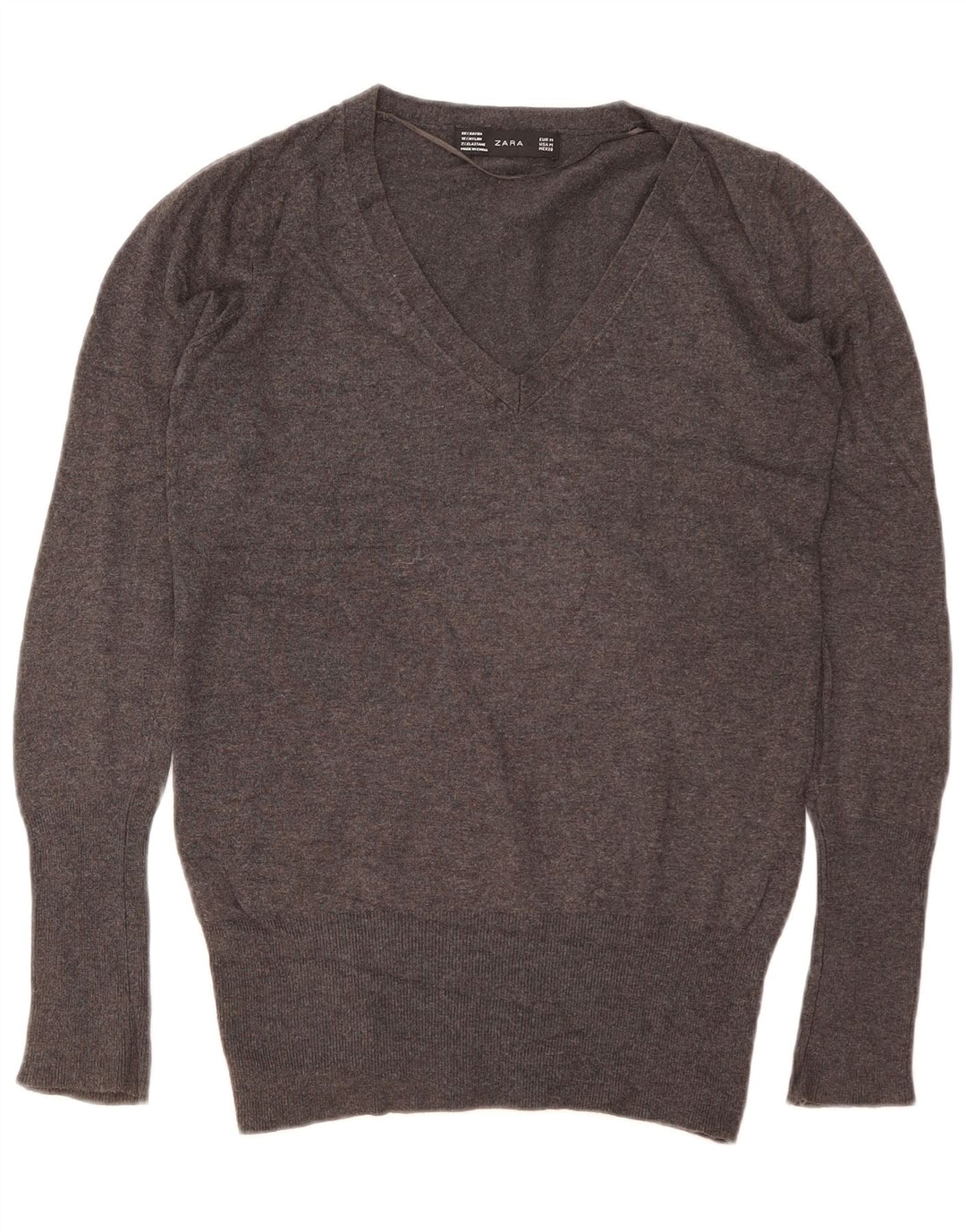 Zara Dame V-hals sweater UK 12 Medium Grå