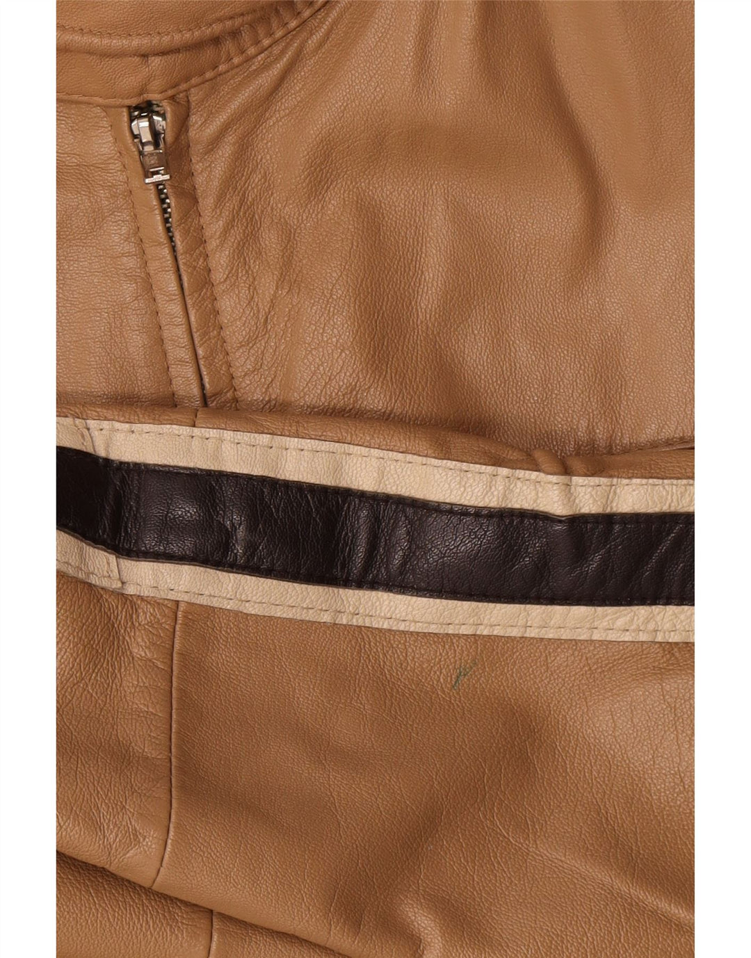 Vintage Herre Læderjakke IT 54 XL Beige Colourblock Læder