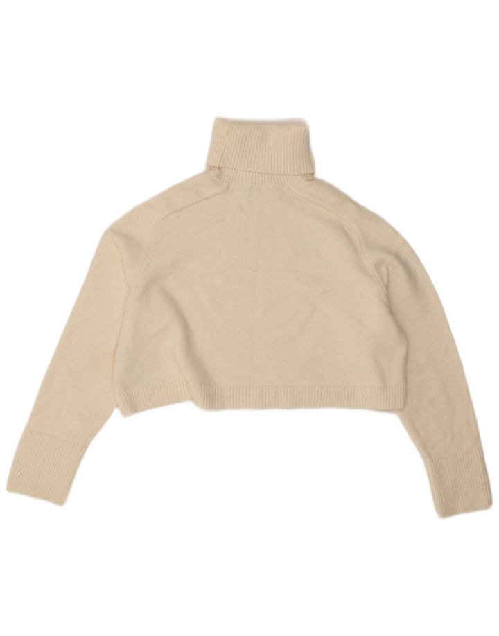 Zara Womens Crop Oversized rullehals sweater UK 14 Medium Off White