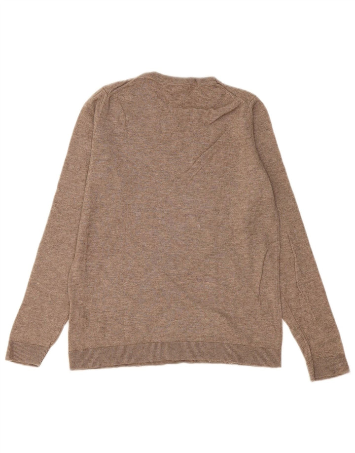 Massimo Dutti Dame Crew Neck Jumper Sweater UK 10 Small Beige Wool