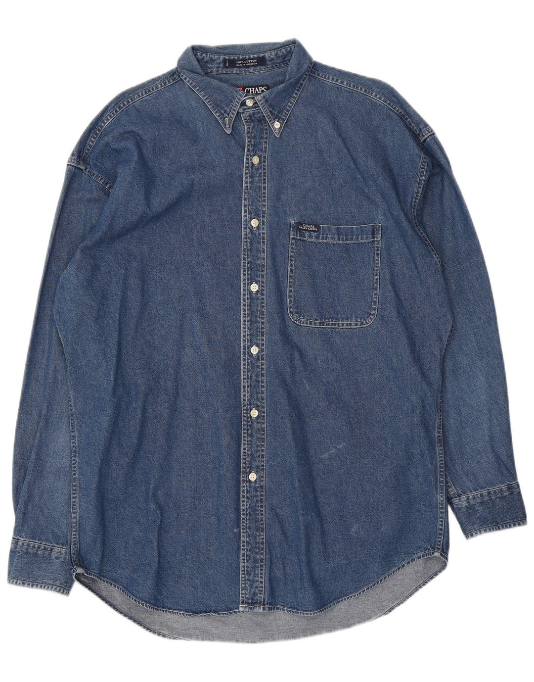 Chaps Ralph Lauren Herre Denim Skjorte Stor Blå Bomuld