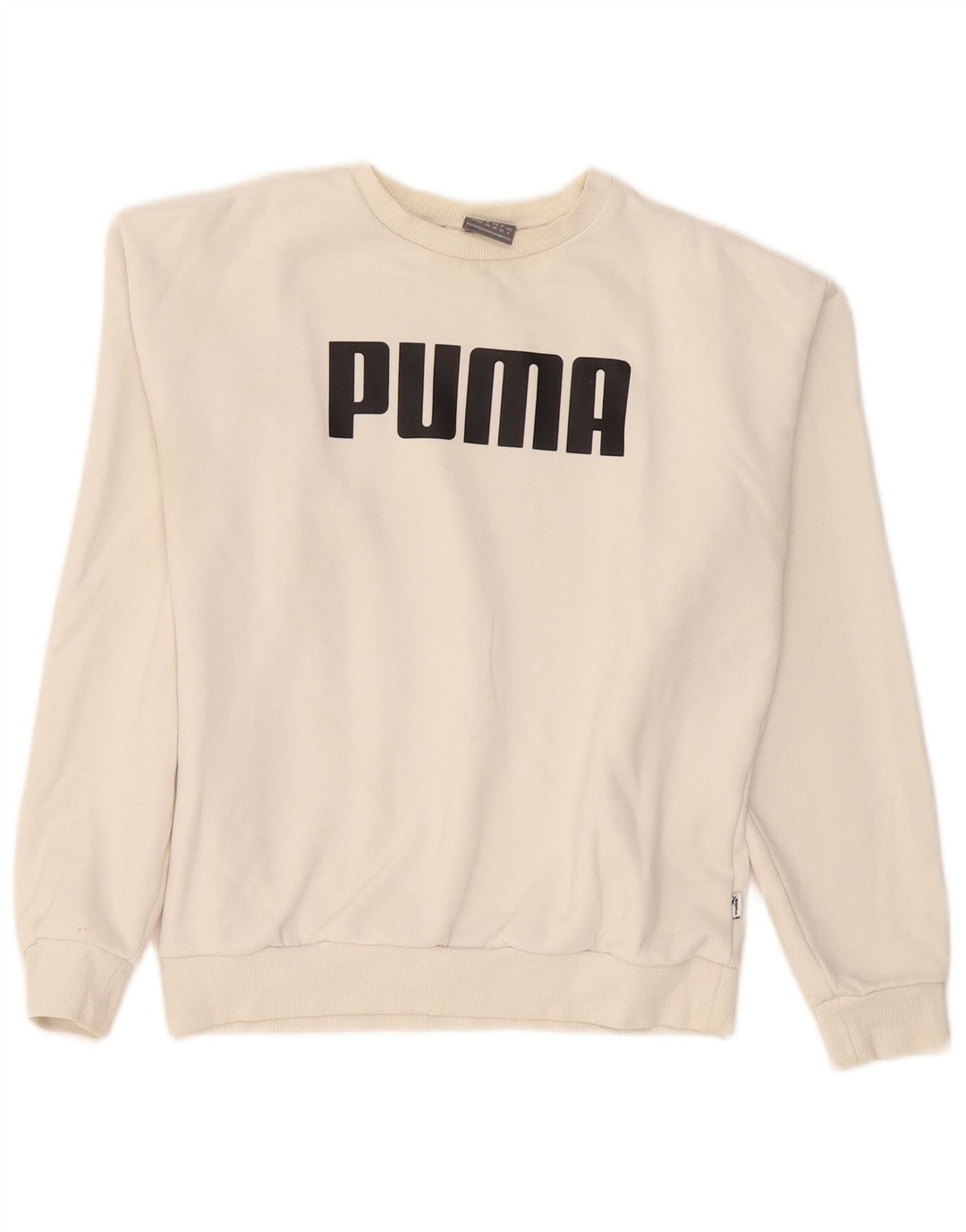 Puma Dame Grafisk Oversized Sweatshirt Jumper UK 8 Small White Bomuld
