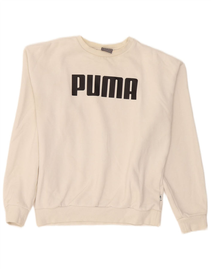 Puma Dame Grafisk Oversized Sweatshirt Jumper UK 8 Small White Bomuld