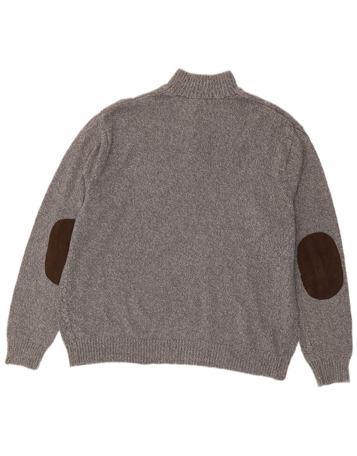 CHAPS Herre Button Neck Jumper Sweater 2XL Grå Bomuld