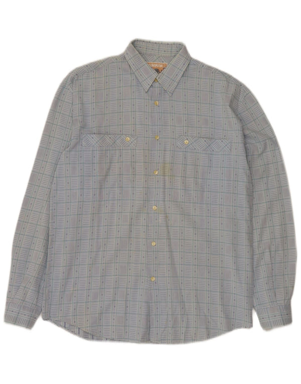 Wampum Mens Checked  Shirt Small Blue Fair Isle