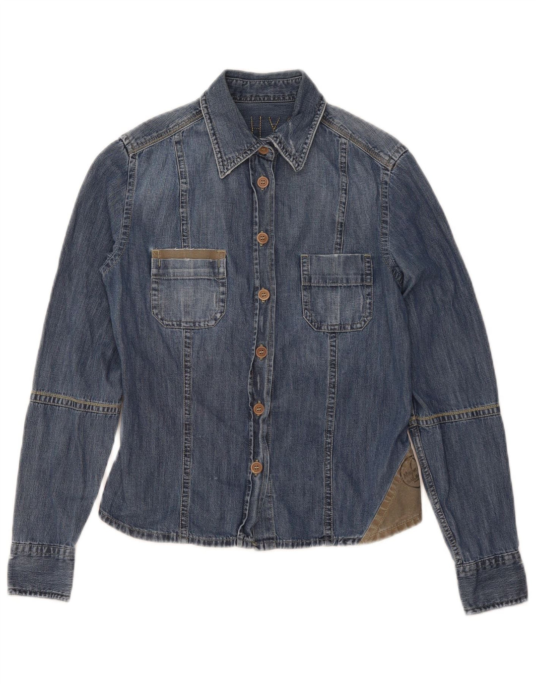 Murphy & Nye Kvinders Denimskjorte UK 10 Small Blå Colourblock