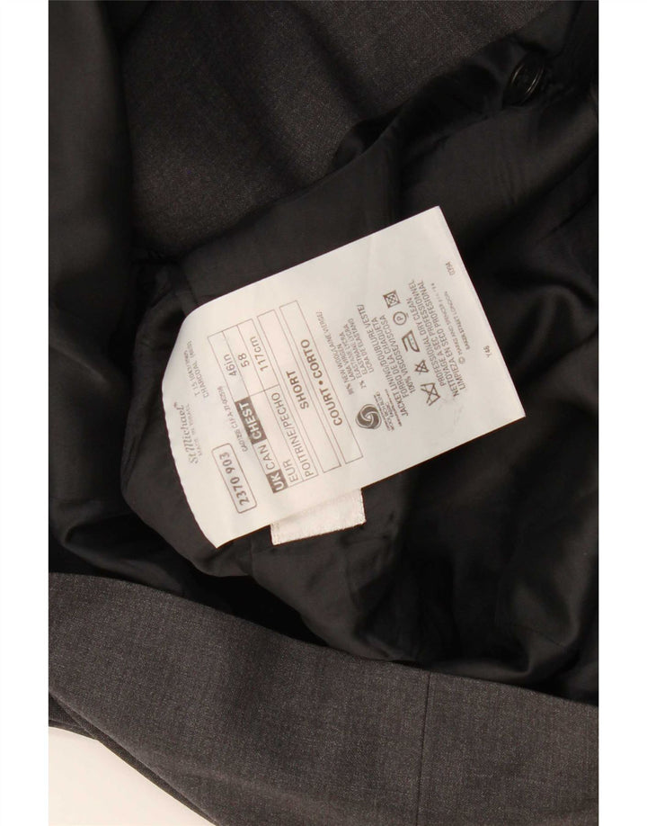Marks & Spencer Herre Double Breasted Blazer Jacket UK 46 XL Grå Ny Uld