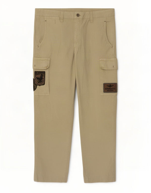 Aeronautica Militare Straight Cargo bukser til mænd W42 L30 Beige bomuld
